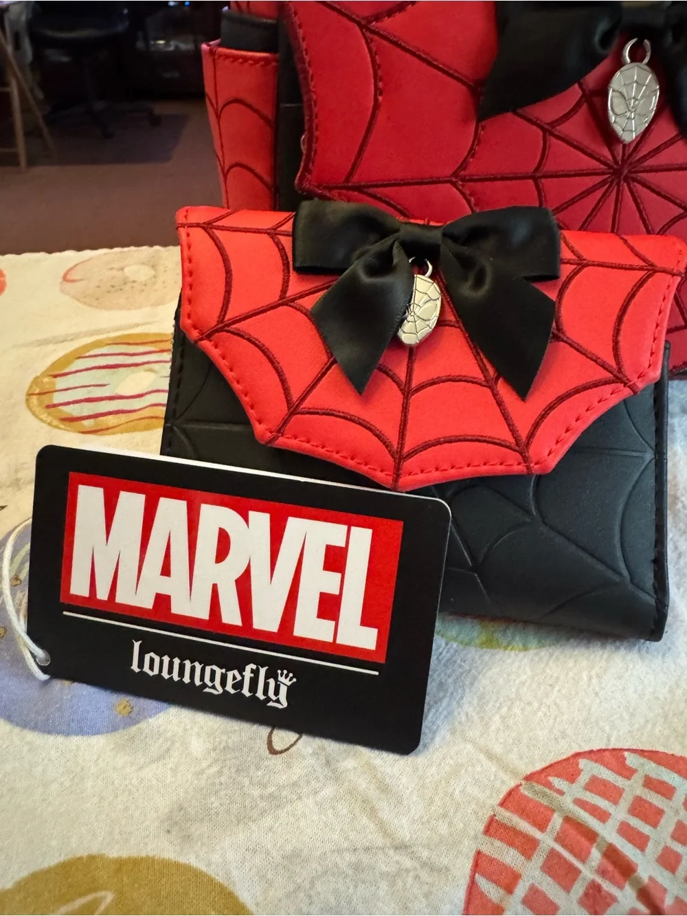 Spider Web Red Marvel Loungefly Collab mini Backpack Set with Wallet